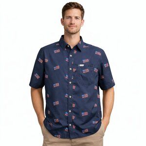 Columbia Sportswear PFG Men’s Slack Tide Camp US Flag Shirt - Size Medium